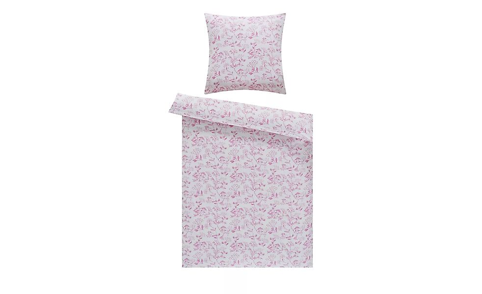 Satin Bettwäsche  flowers - rosa/pink - 100% Baumwolle - 135 cm - Sconto günstig online kaufen