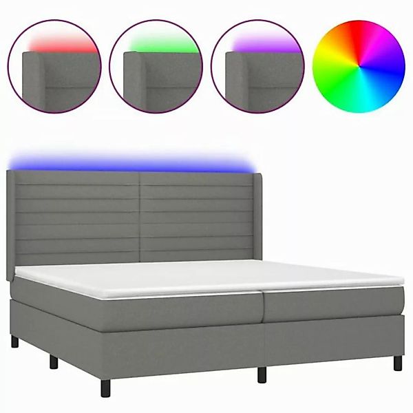 vidaXL Boxspringbett Boxspringbett mit Matratze LED Dunkelgrau 200x200 cm S günstig online kaufen