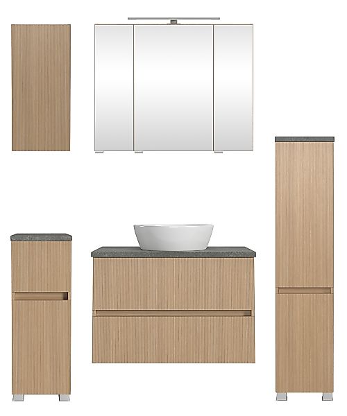 welltime Badmöbel-Set »Set 140 cm breit, Badmöbel mit LED-Beleuchtung«, Hel günstig online kaufen