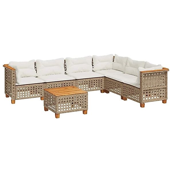 vidaXL 7-Tlg Garten-Sofagarnitur mit Kissen Beige Poly Rattan 3261868 günstig online kaufen