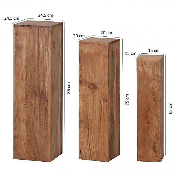 FINEBUY Satztisch Satztisch Massivholz Blumentisch 3er günstig online kaufen