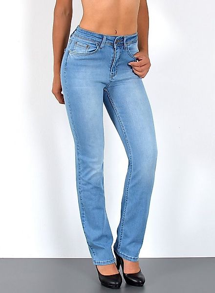 ESRA Straight-Jeans High Waist Straight Fit Jeans Damen Geradeschnitt Hose günstig online kaufen