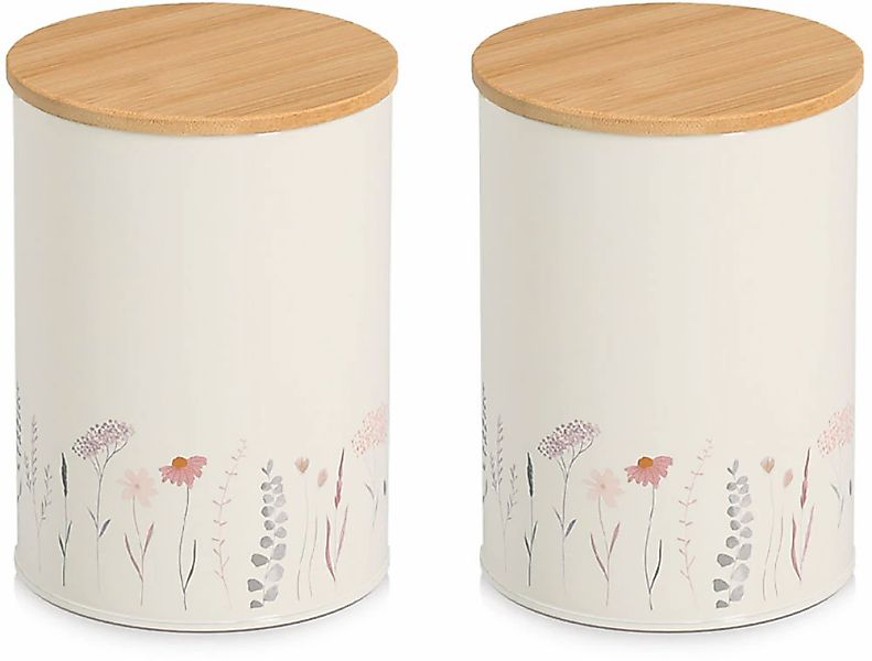 Zeller Present Vorratsdose ""Flowers", 2-tlg." Set, 2 Stk. tlg. luftdicht, günstig online kaufen