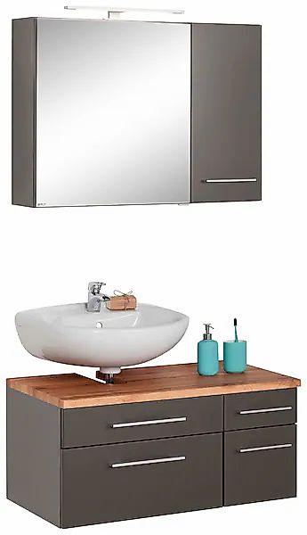 welltime Badmöbel-Set »Davos« 3 Stk. tlg. mit LED-Beleuchtung, Hängeschrank günstig online kaufen