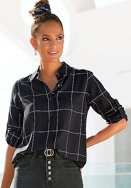 LASCANA Hemdbluse mit Karoprint und Blusenkragen, günstig online kaufen