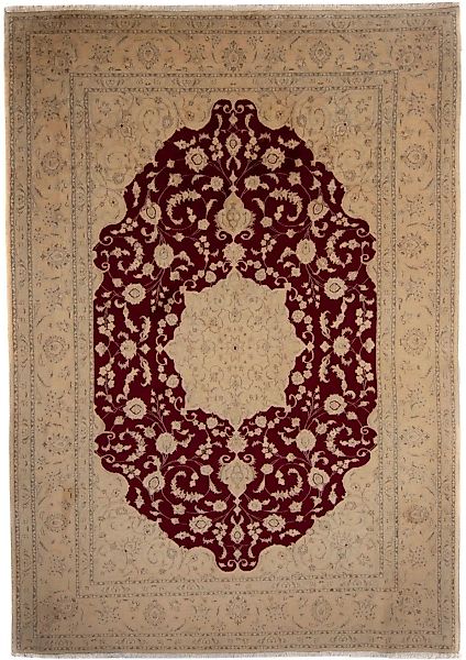 morgenland Wollteppich »Nain Medaillon Rosso scuro 293 x 293 cm«, rund, Uni günstig online kaufen