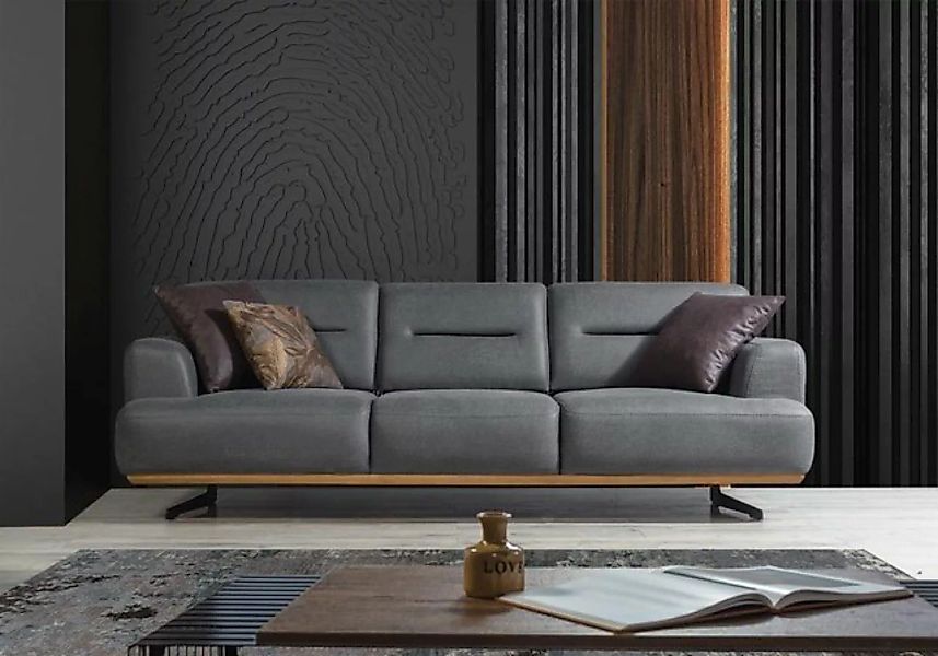 JVmoebel Sofa Luxus Grau Sofa Couch Dreisitzer Polster Möbel Wohnzimmer Des günstig online kaufen
