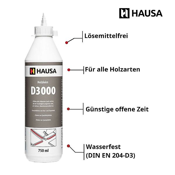 Hausa Montagekleber Holzleim D3, (1 x günstig online kaufen