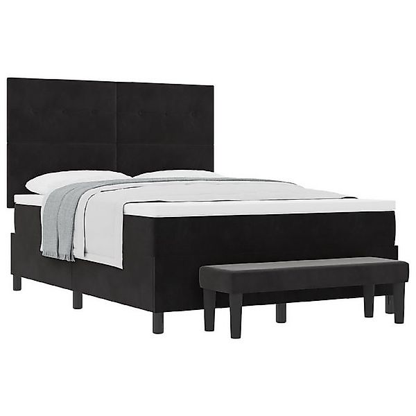 vidaXL Bett Boxspringbett mit Matratze & Bank Schwarz 140x200 cm Samt (2-tl günstig online kaufen