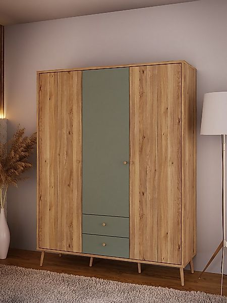 FORTE Kleiderschrank, (B/H/T ca. 94,5x185,6x52,2 cm), Salbei, Drehtürenschr günstig online kaufen