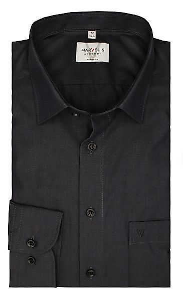 MARVELIS Businesshemd Anthrazit, Modern Fit, Bügelfrei, günstig online kaufen