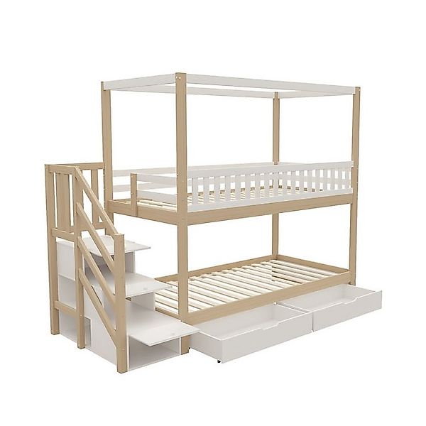 STILVORA Etagenbett 90×200 Kinderbett mit Matratze,Bettgestell mit Stauraum günstig online kaufen
