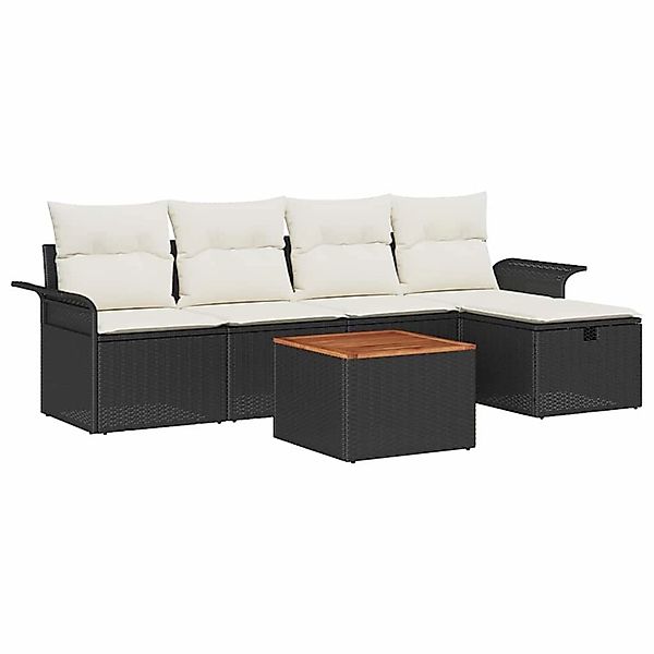 vidaXL Garten-Sofa-Set mit Speicher 6-Tlg Schwarz Poly Rattan 3359446 günstig online kaufen