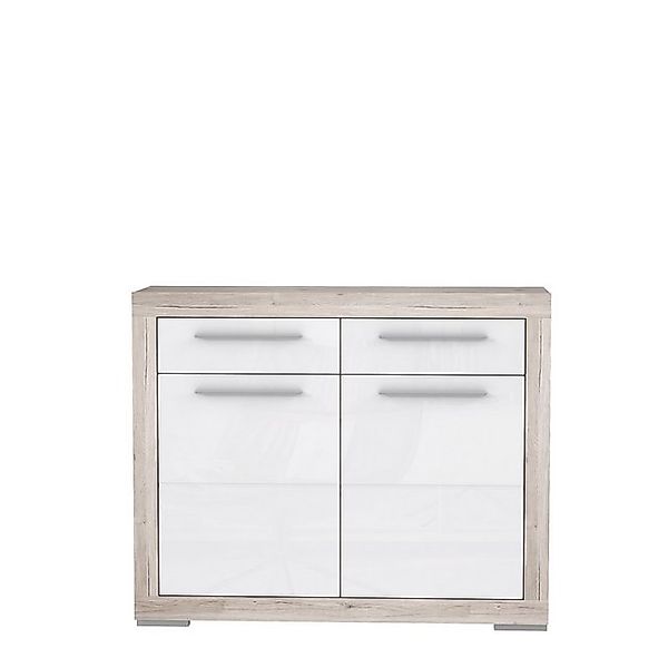 FORTE Schuhschrank in Weiss Glanz / Sandeiche - 118,6x96,9x36,3cm (BxHxT) günstig online kaufen