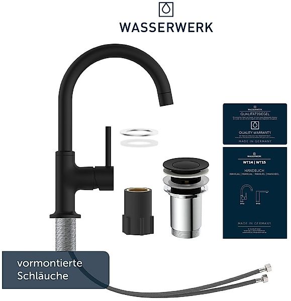 WASSERWERK Waschtischarmatur »WT 14«, inkl. Popup, 360° schwenkbar, geräusc günstig online kaufen