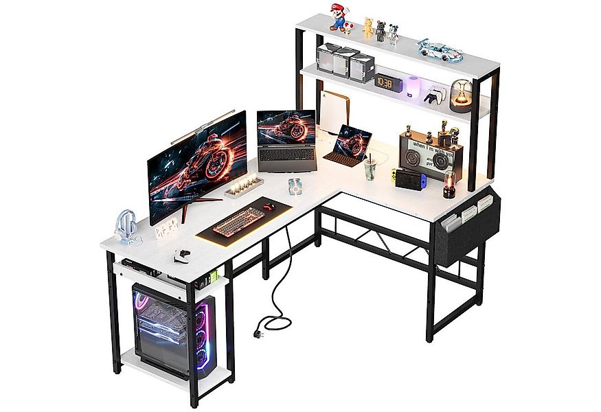 Furnicopia Eckschreibtisch 140 * 120cm Schreibtisch mit LED und USB L-förmi günstig online kaufen