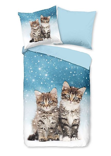 good morning Bettwäsche Comfort Baumwolle, Flanell, 2 teilig, Katzen,Schnee günstig online kaufen