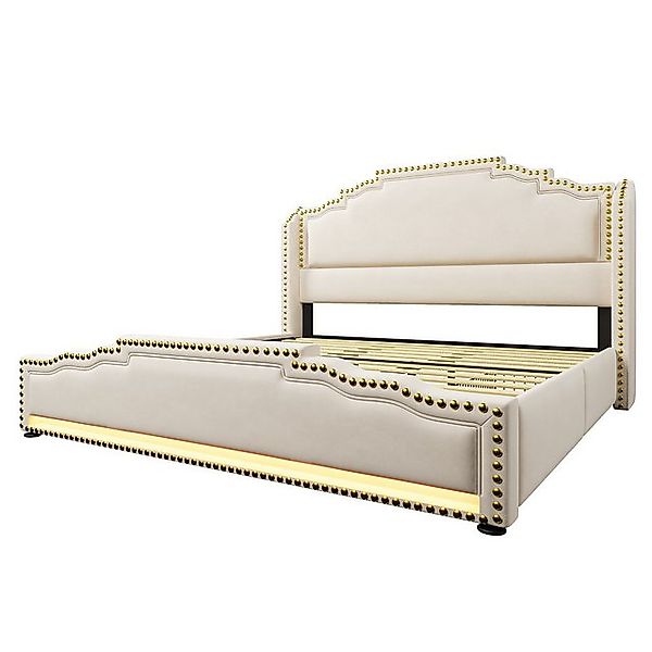 Gotagee Polsterbett Doppelbett 180x200cm Stauraumbett Jugendbett mit LED Sa günstig online kaufen