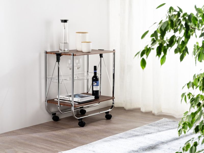 WENKO Servierwagen "Modell Dinett Deluxe" Küchenwagen mit 2 Ablagen und Kor günstig online kaufen