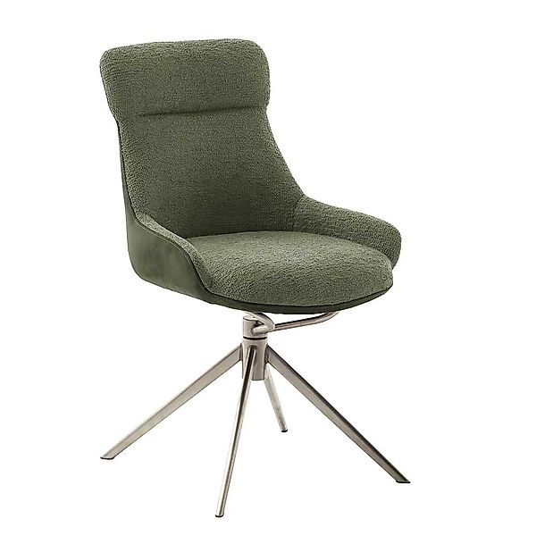 Esszimmerstuhl drehbar Boucle und Edelstahl (2er Set) günstig online kaufen