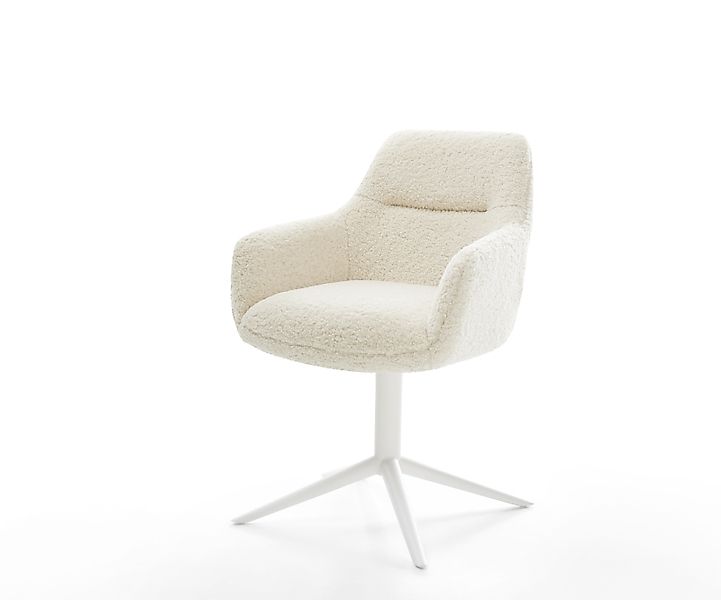 Drehstuhl Pejo-Flex Teddystoff Beige Fußkreuz Weiß 360° drehbar Wippfunktio günstig online kaufen