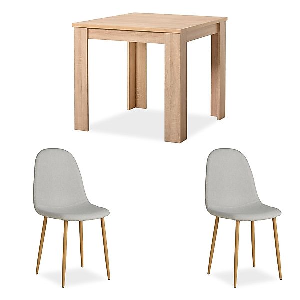 Homestyle4u Essgruppe Esstisch 80x80 2 Stühle Grau Braun Holz Küchentisch k günstig online kaufen
