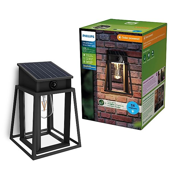 Philips Wandleuchte Lysin Solar UltraEffizient Schwarz günstig online kaufen
