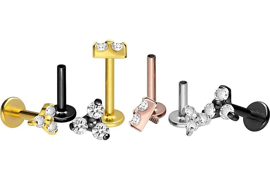PIERCINGLINE Piercing-Set Titan Labret mit Innengewinde KRISTALLBLUME (Labr günstig online kaufen