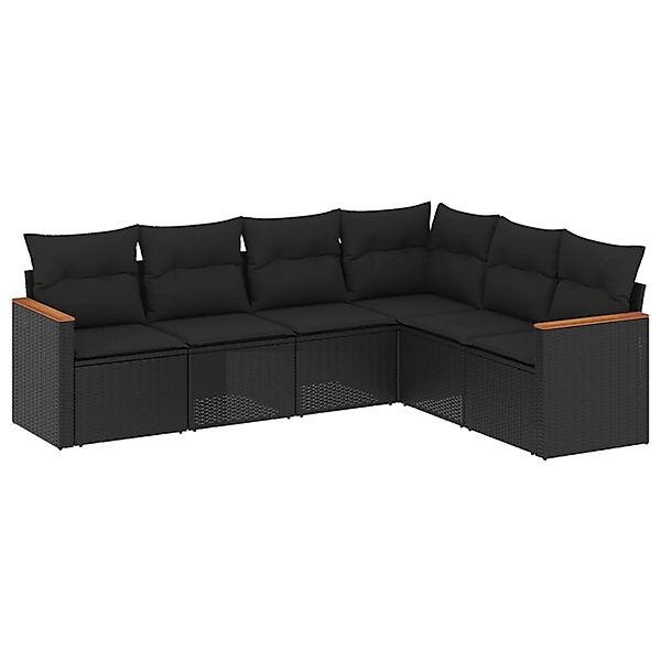vidaXL 6-Tlg Garten-Sofagarnitur mit Kissen Schwarz Poly Rattan 3225999 günstig online kaufen