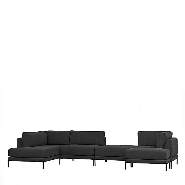 U Sofa Dunkelgrau 400 cm mit Armlehnen fünf Sitzplätzen (fünfteilig) günstig online kaufen