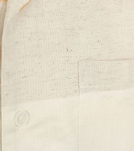 Anerkjendt Short Sleeve Hemd Leo Leinen Streifen Ecru - Größe M günstig online kaufen