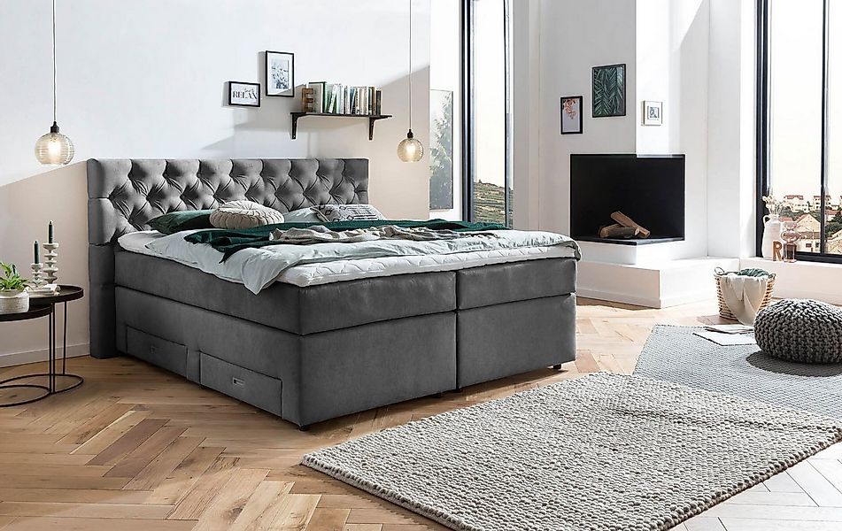 Belanoti Boxspringbett Lara (Unterbox, Stauraum, Matratze, Topper), 160x200 günstig online kaufen