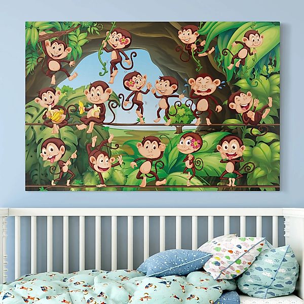 Leinwandbild Kinderzimmer - Querformat Dschungelaffen günstig online kaufen