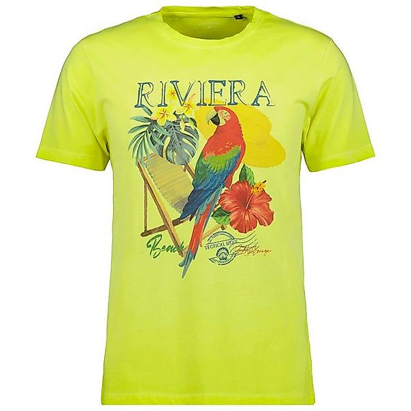 RAGMAN Rundhalsshirt Ragman T-Shirt XXL gelb Frontprint Riviera Used-Look günstig online kaufen