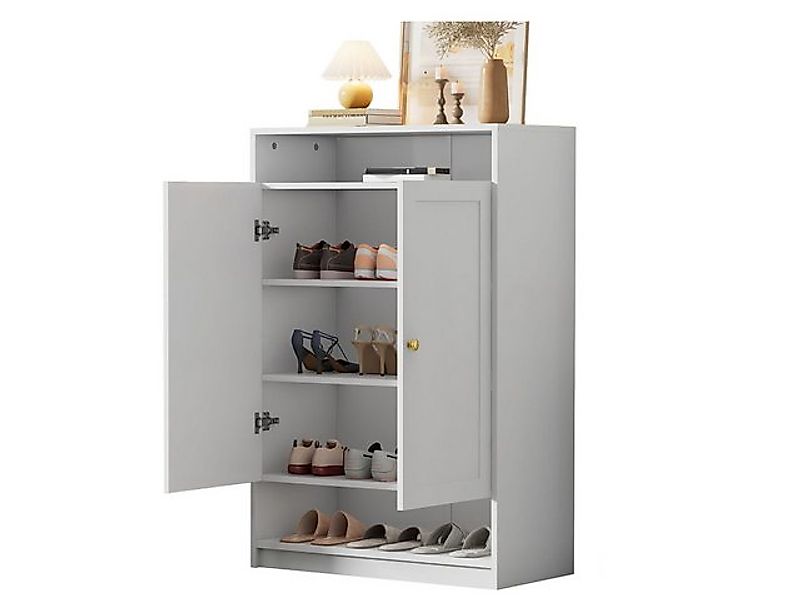 SeedWave Schuhschrank mit Türen und offenen Fächern, 3 Einlegeböden für 12 günstig online kaufen