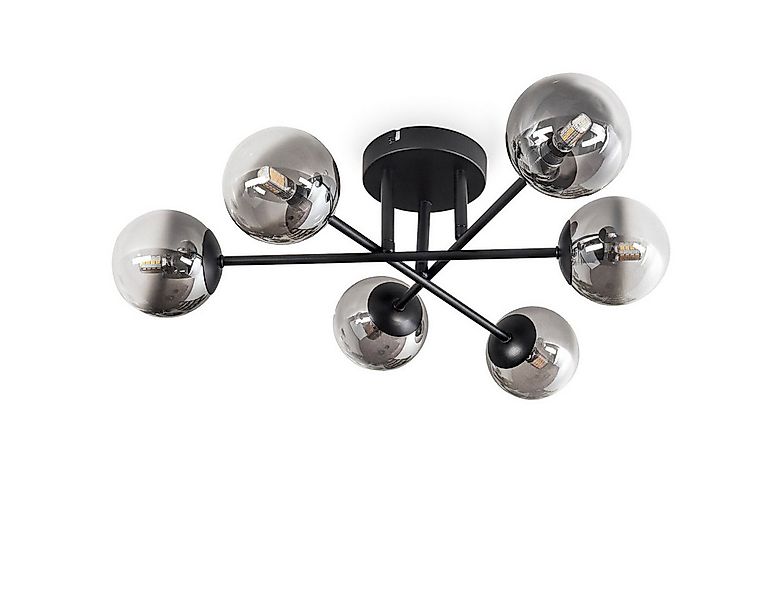 hofstein Deckenleuchte Deckenlampe aus Metall/Glas in Schwarz/Rauchfarben/K günstig online kaufen