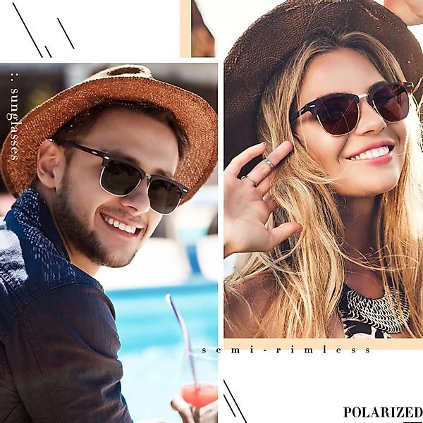 LuxusKollektion Retrosonnenbrille Polarisierte Sonnenbrille Retro Halbrahme günstig online kaufen