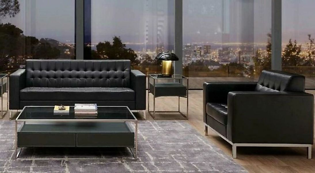 JVmoebel Sofa Sofagarnitur 3-1 Couch Lounge Club Kunstleder Metall Büro, Ma günstig online kaufen