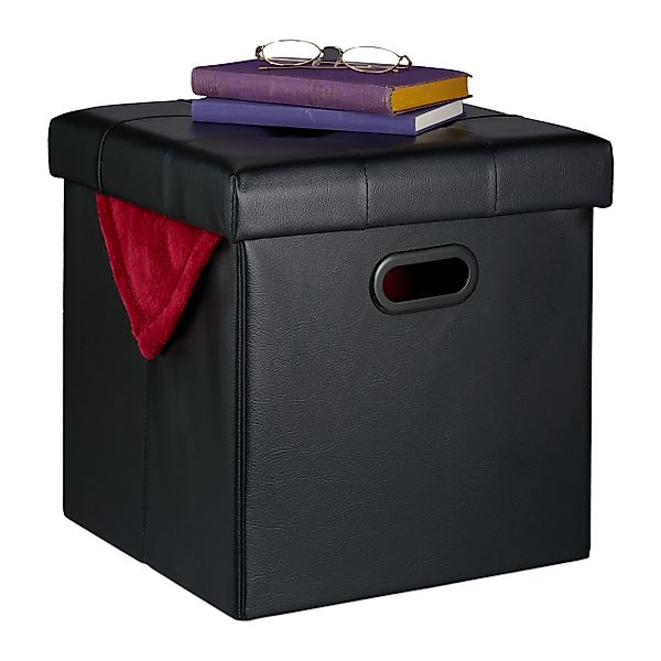 relaxdays Polsterhocker Hocker Kunstleder, Schwarz günstig online kaufen