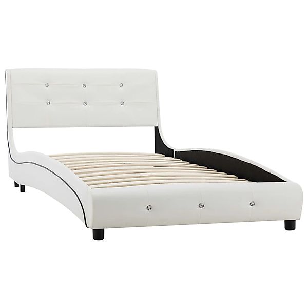 vidaXL Bettgestell Weiß Kunstleder 90x200 cm615325 günstig online kaufen
