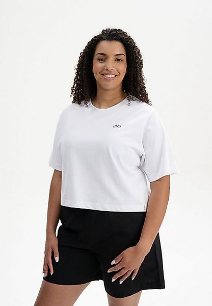 MELA Kurzarmshirt Cropped T-Shirt schwer JOSHNA Stickerei Rippbündchen günstig online kaufen