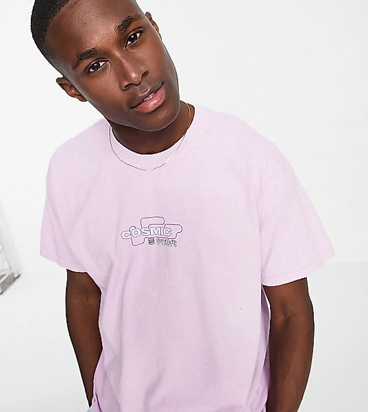 New Look – Oversize-T-Shirt in überfärbtem Rosa mit Cosmic-Print günstig online kaufen