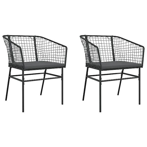 vidaXL Gartenstühle 2 Stk mit Kissen Schwarz Poly Rattan 369100 günstig online kaufen