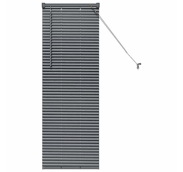 Rollo Balkenjalousien mit Vorhängen Dunkelgrau 130 x 40 cm Aluminium, vidaX günstig online kaufen