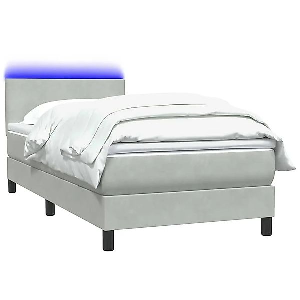 vidaXL Boxspringbett mit Matratze & LED Hellgrau 80x220 cm Samt 3316713 günstig online kaufen