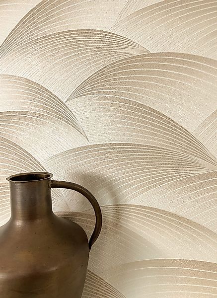 Newroom Vliestapete, Beige Tapete Modern Wellen günstig online kaufen