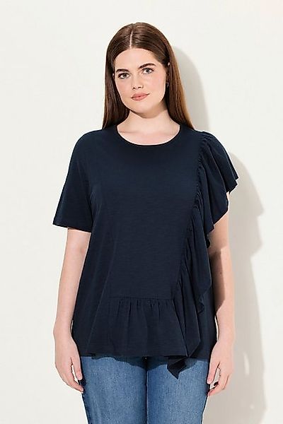 Ulla Popken T-Shirt T-Shirt Volant Rundhals Halbarm Biobaumwolle günstig online kaufen