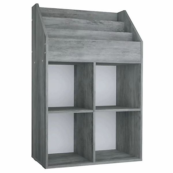 vidaXL Kinder-Bücherregal Betongrau 71x30x114 cm Spanplatte günstig online kaufen