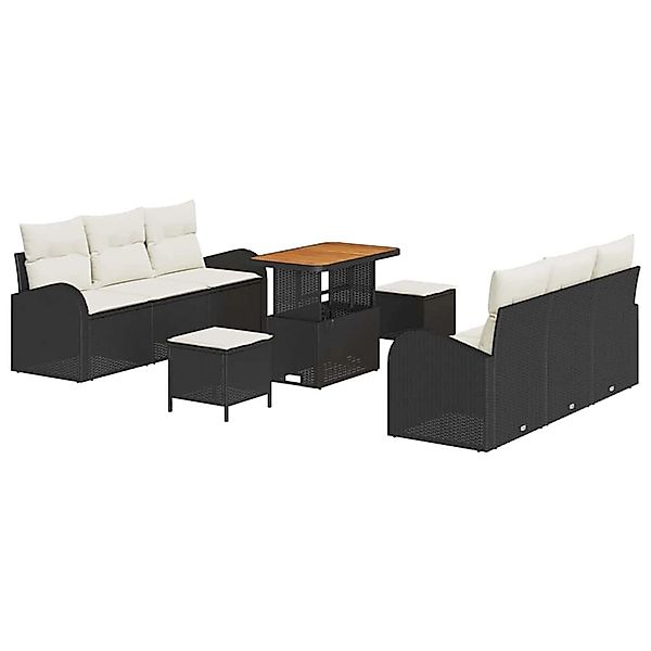 vidaXL Garten-Sofa-Set mit Kissen 9-Tlg Schwarz Poly Rattan 3362350 günstig online kaufen