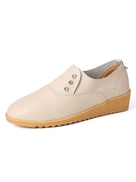 Frauen Leder einfarbig lässig atmungsaktive Flats Loafers Schuhe günstig online kaufen